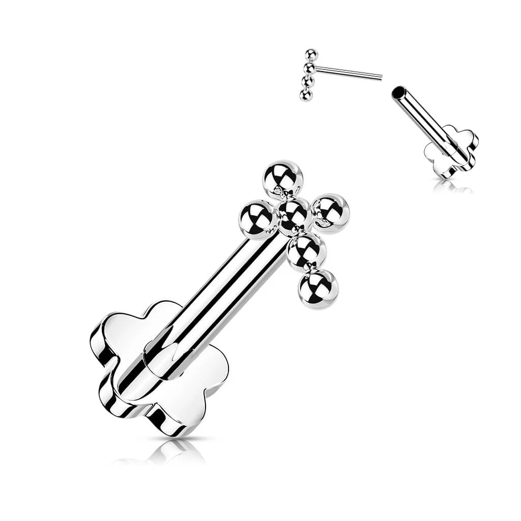 Tytan labret krzyż kulki podstawa w kształcie kwiatka push-in - Image 5