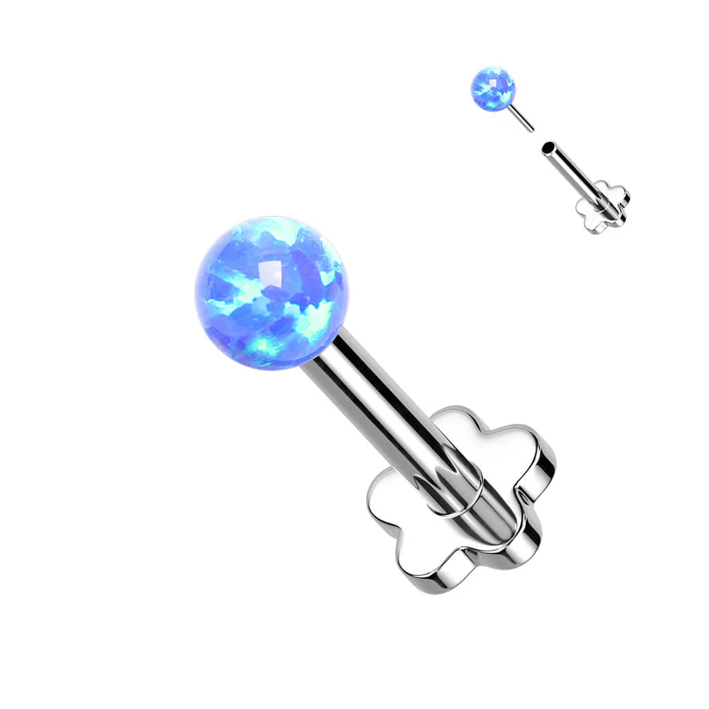 Tytan labret kulka opal podstawa w kształcie kwiatka push-in - Image 2