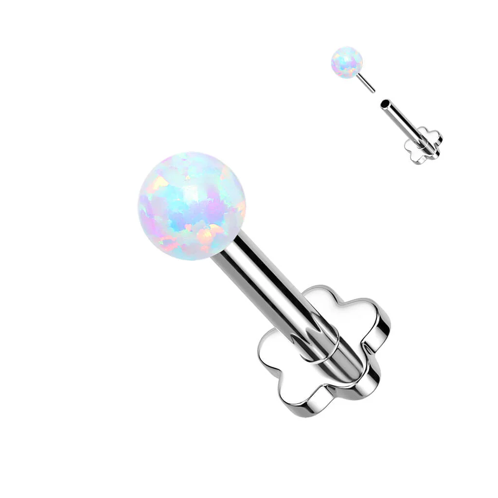Tytan labret kulka opal podstawa w kształcie kwiatka push-in - Image 3