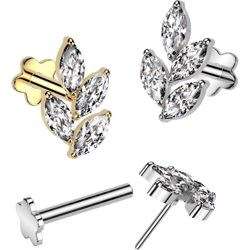 Tytan labret listek podstawa kwiatek push-in - Image 2