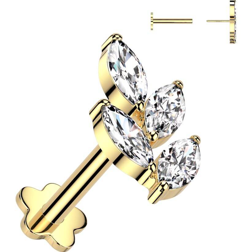 Tytan labret listek podstawa kwiatek push-in - Image 4