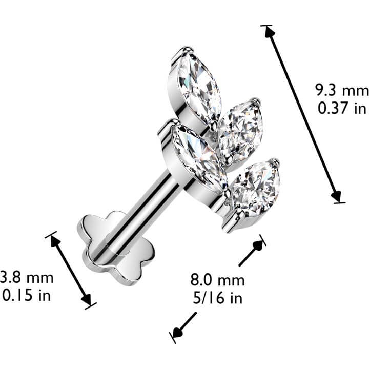 Tytan labret listek podstawa kwiatek push-in - Image 5