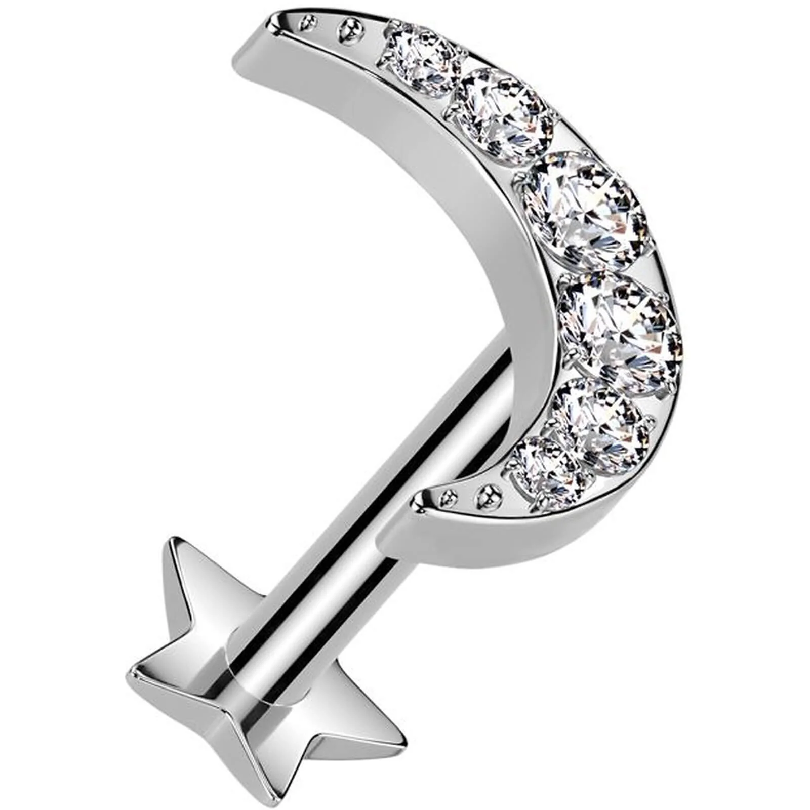 Tytan labret księżyc cyrkonia podstawa gwiazdka push-in