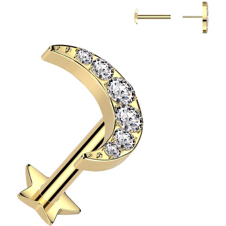 Tytan labret księżyc cyrkonia podstawa gwiazdka push-in - Image 3