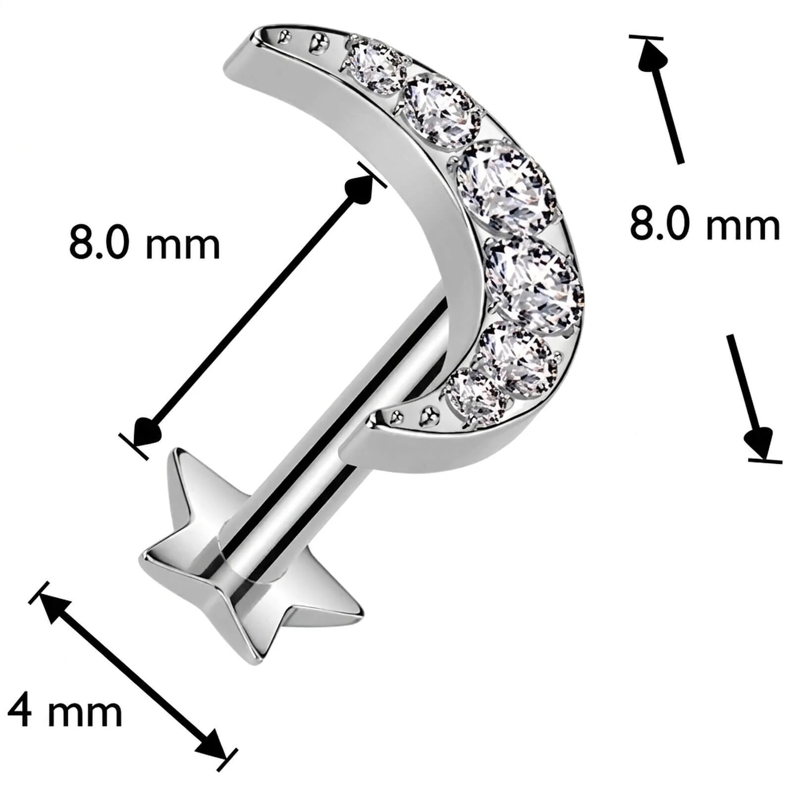 Tytan labret księżyc cyrkonia podstawa gwiazdka push-in - Image 4