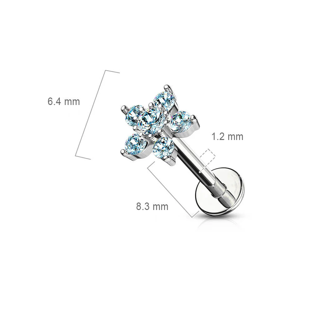 Labret cyrkonia kwiatek gwint wewnętrzny - Image 10