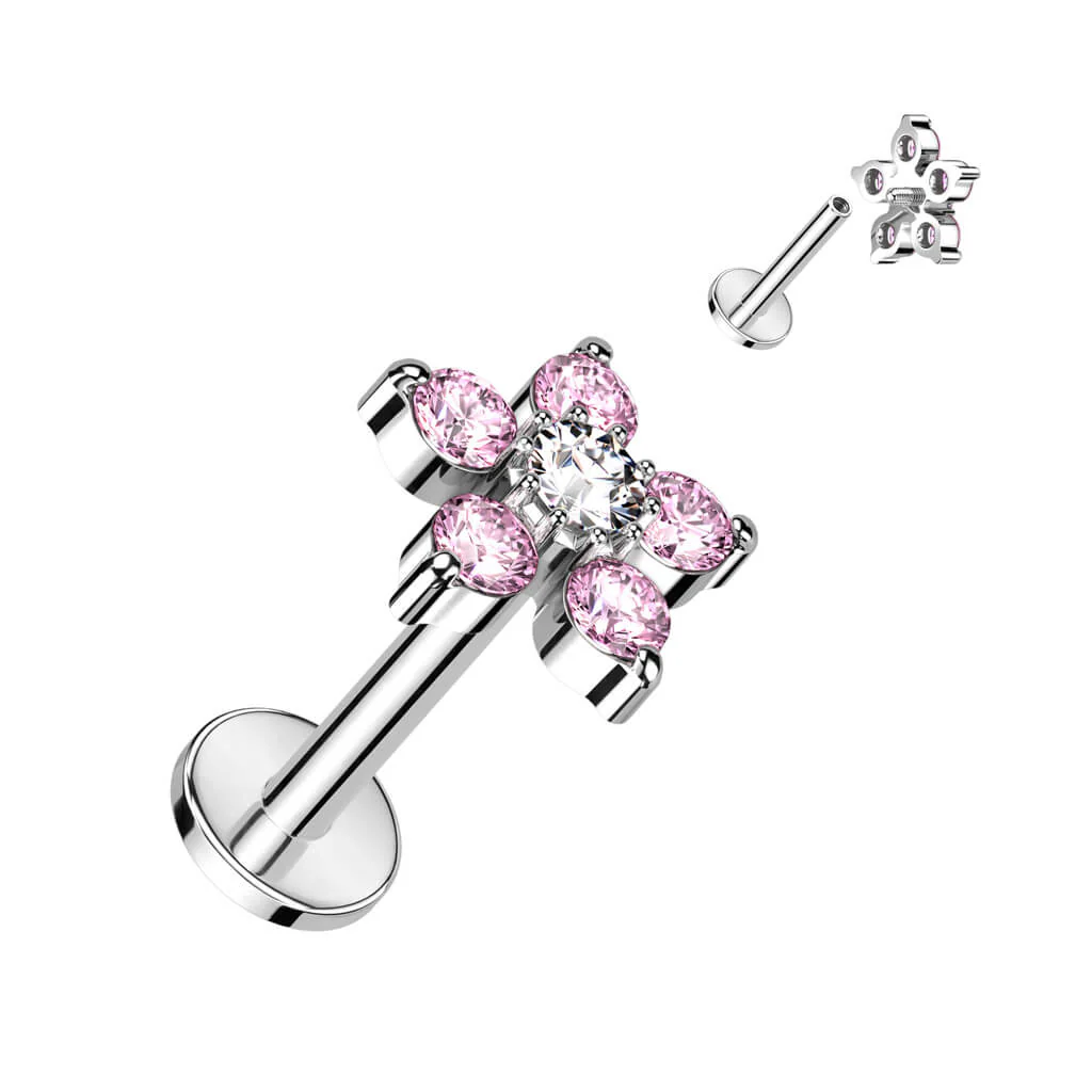 Labret cyrkonia kwiatek gwint wewnętrzny - Image 7