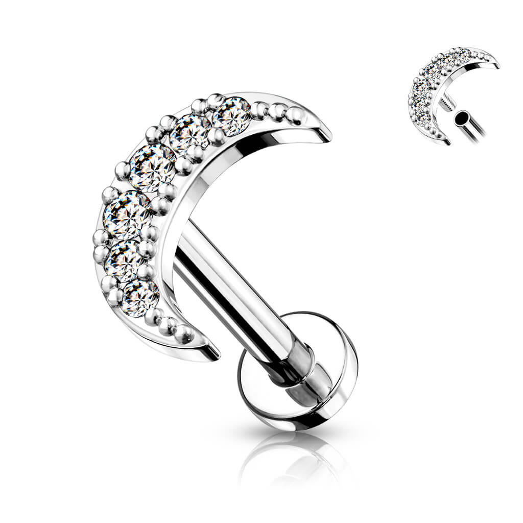 Labret cyrkonia księżyc gwint wewnętrzny - Image 5