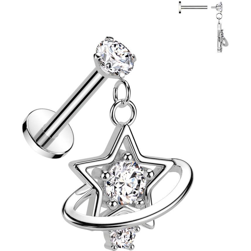 Labret gwiazdka saturn cyrkonia gwint wewnętrzny - Image 2