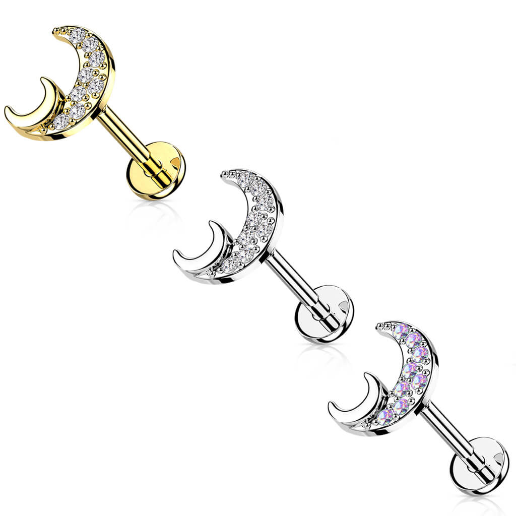 Labret cyrkonia księżyc gwint wewnętrzny - Image 2