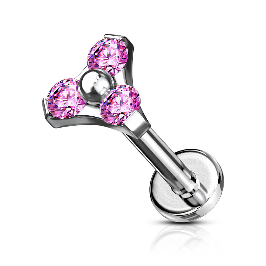 Labret trójkąt cyrkonia srebrny gwint wewnętrzny - Image 7