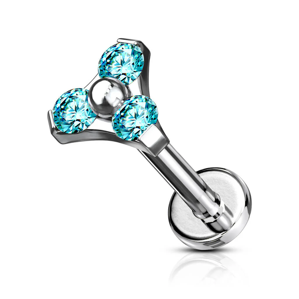 Labret trójkąt cyrkonia srebrny gwint wewnętrzny - Image 8