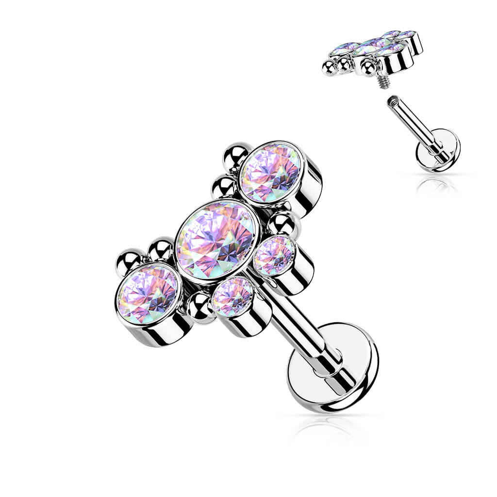 Labret cyrkonia motyl gwint wewnętrzny - Image 4