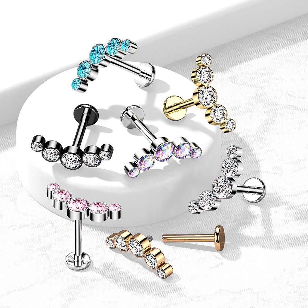 Labret 5 cyrkonii gwint wewnętrzny - Image 3