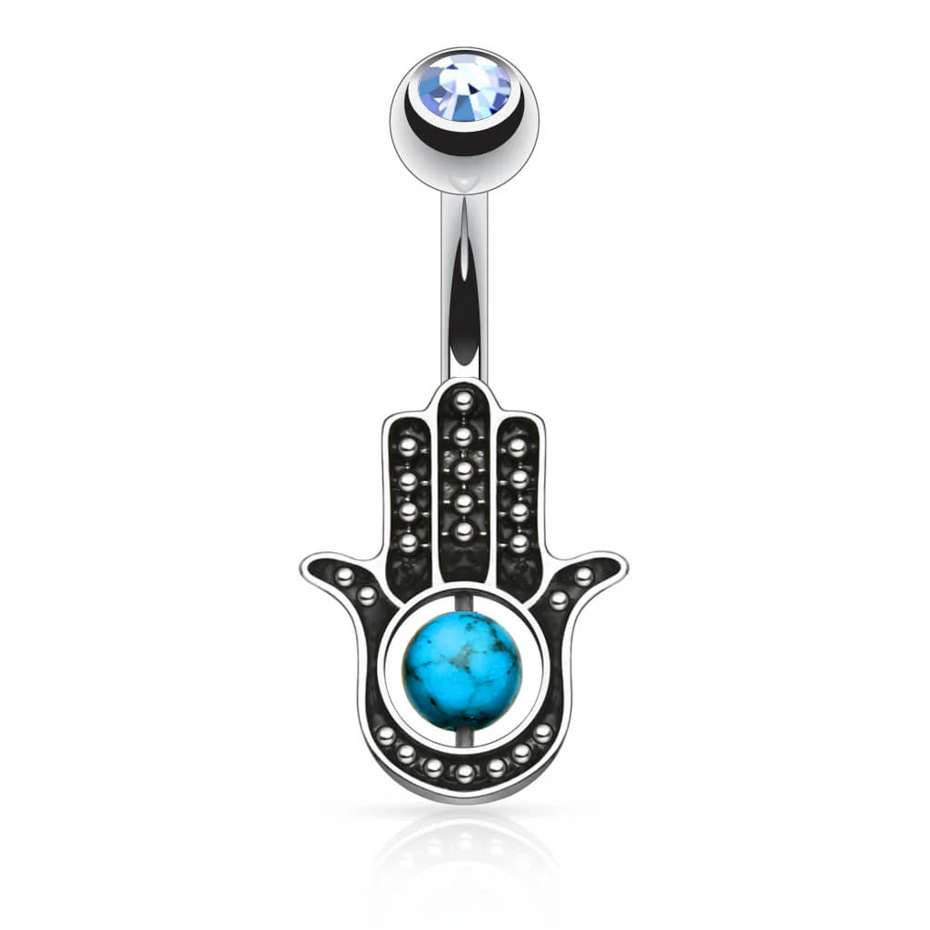 Pakiet hamsa turkusowa cyrkonia