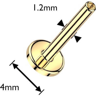 Tytan labret baza 4mm pvd złota gwint wewnętrzny - Image 2