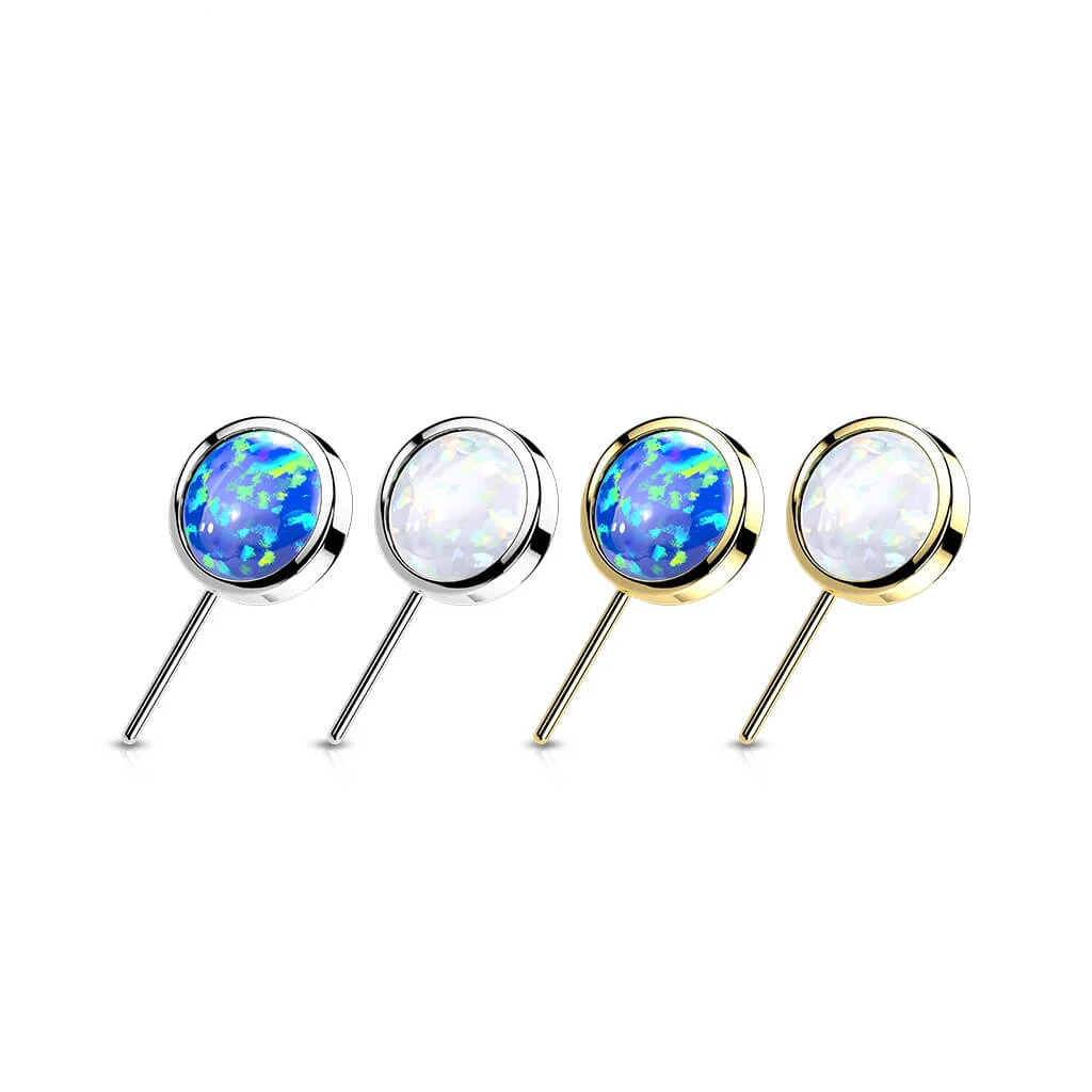 Złoto 585 nakrętka okrągły opal w oprawie bezel push-in - Image 2