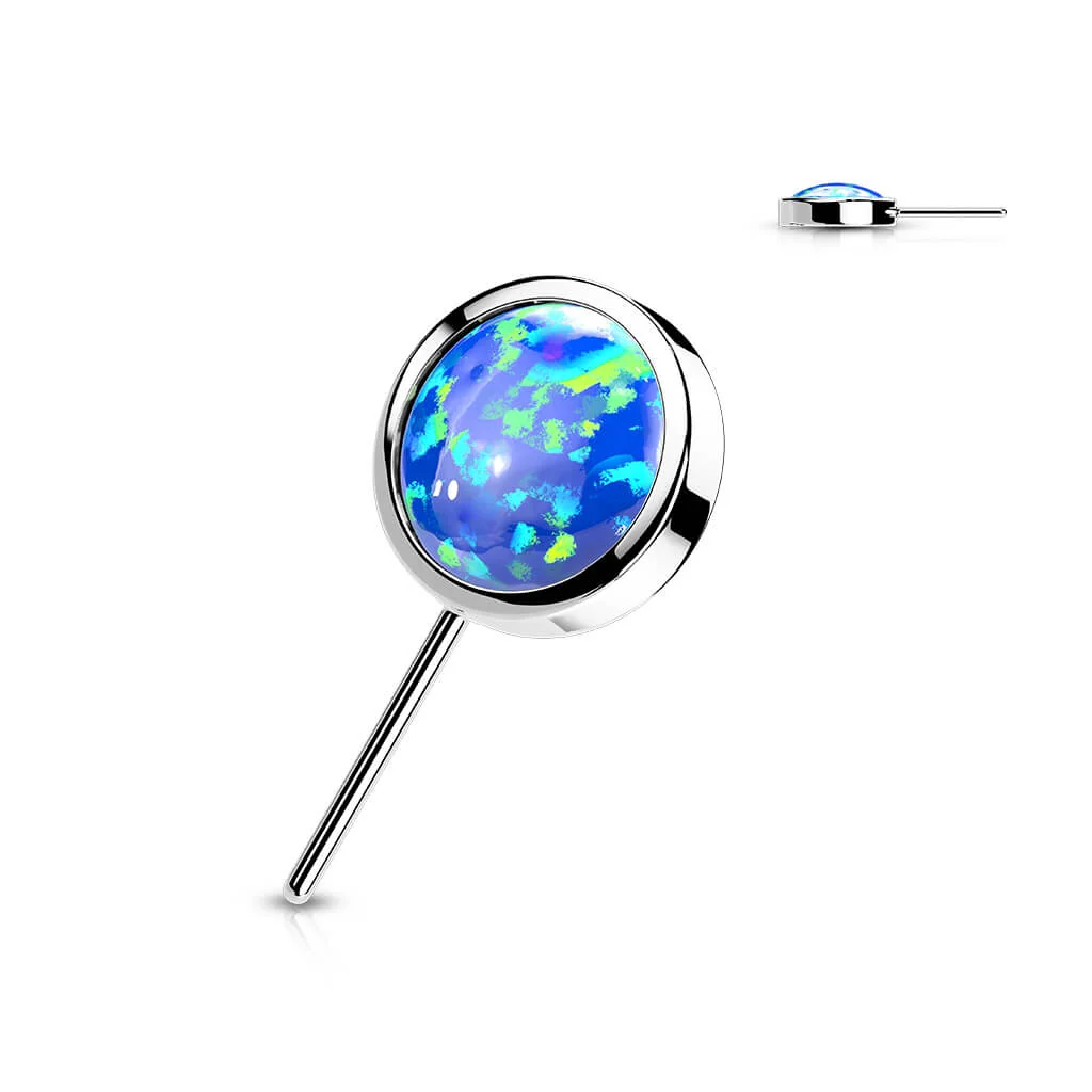 Złoto 585 nakrętka okrągły opal w oprawie bezel push-in - Image 4