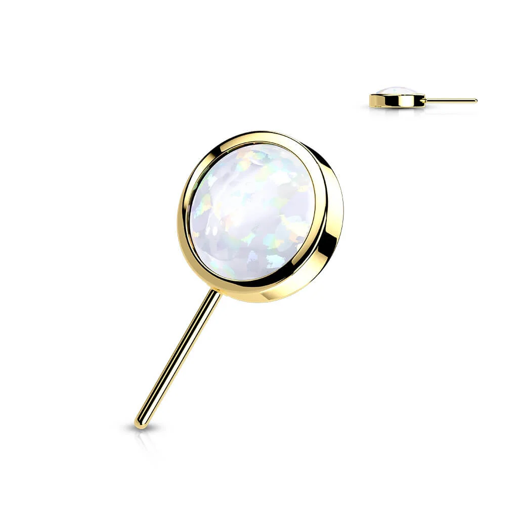 Złoto 585 nakrętka okrągły opal w oprawie bezel push-in - Image 7