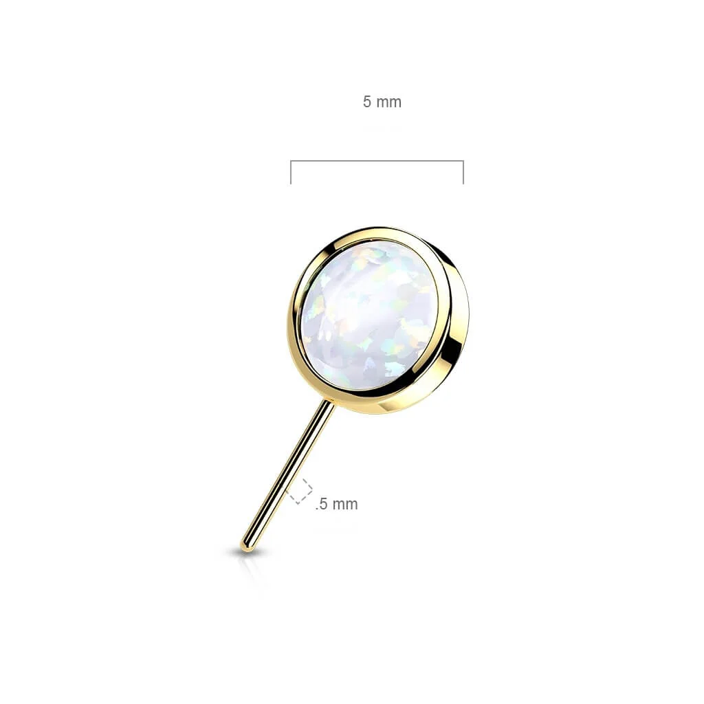 Złoto 585 nakrętka okrągły opal w oprawie bezel push-in - Image 8