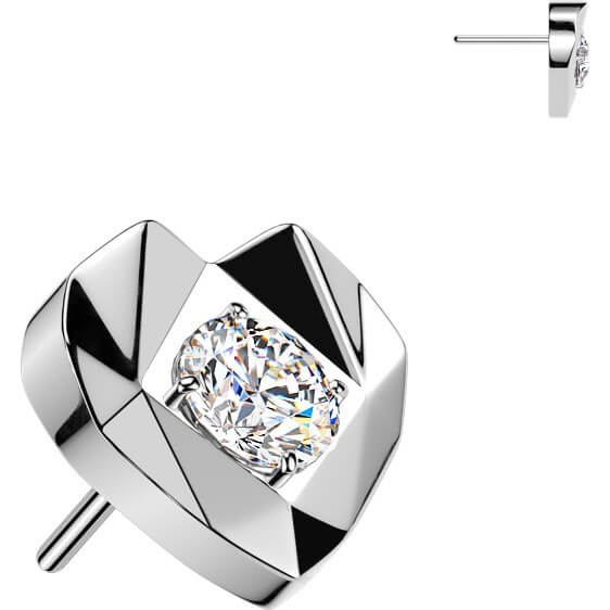 Tytan nakrętka nakrętka serduszko cyrkonia push-in - Image 3