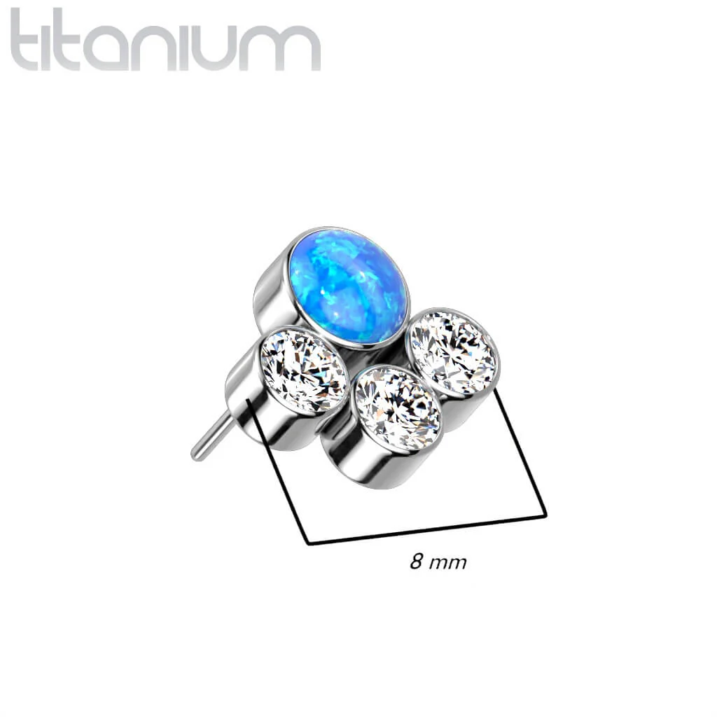 Tytan nakrętka 3 cyrkonie i opal w oprawie bezel push-in - Image 5
