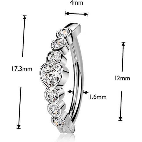 Kolczyk do pępka serce i 6 okrągłych cyrkonii clicker - Image 6
