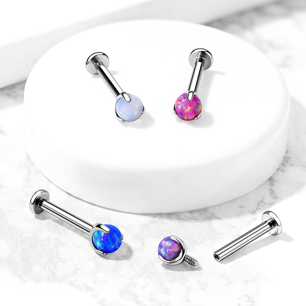Tytan labret kulka opal srebrny gwint wewnętrzny - Image 4