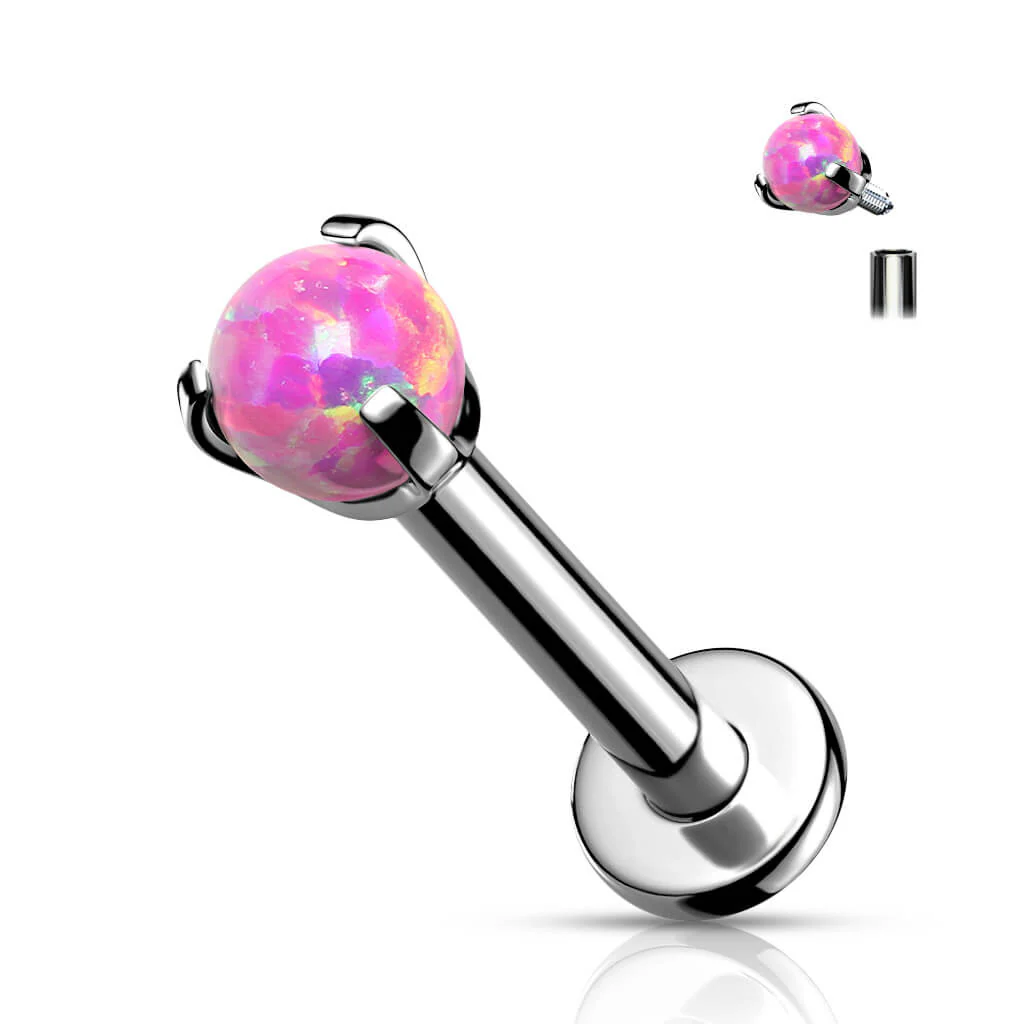 Tytan labret kulka opal srebrny gwint wewnętrzny - Image 7