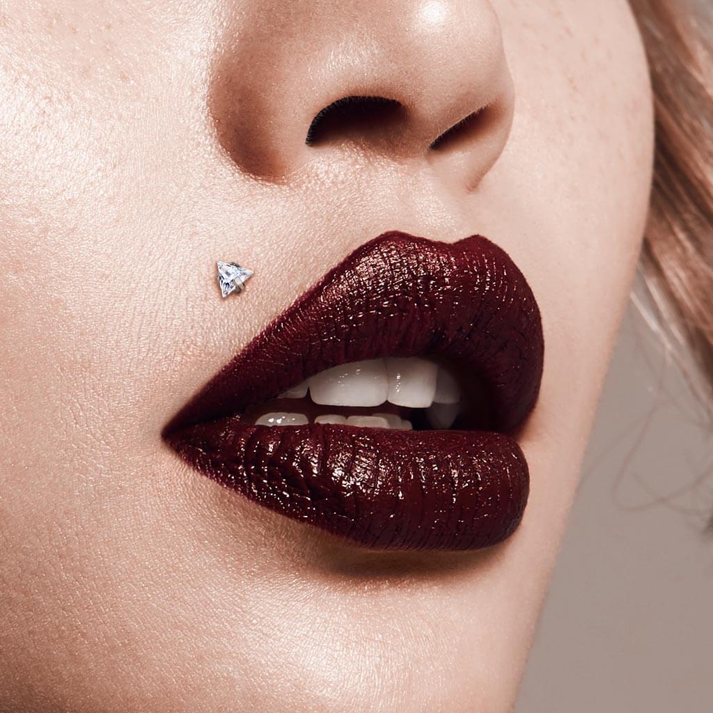 Tytan labret trójkąt cyrkonia srebrny gwint wewnętrzny - Image 2
