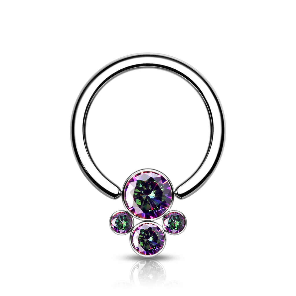 Tytan kółko 4 cyrkonie srebrny zapięcie captive bead - Image 6