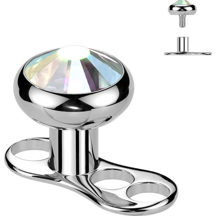 Tytan microdermal stopka z 3 dziurkami wysokość 2mm nakrętka cyrkonia płaska gwint wewnętrzny - Image 6