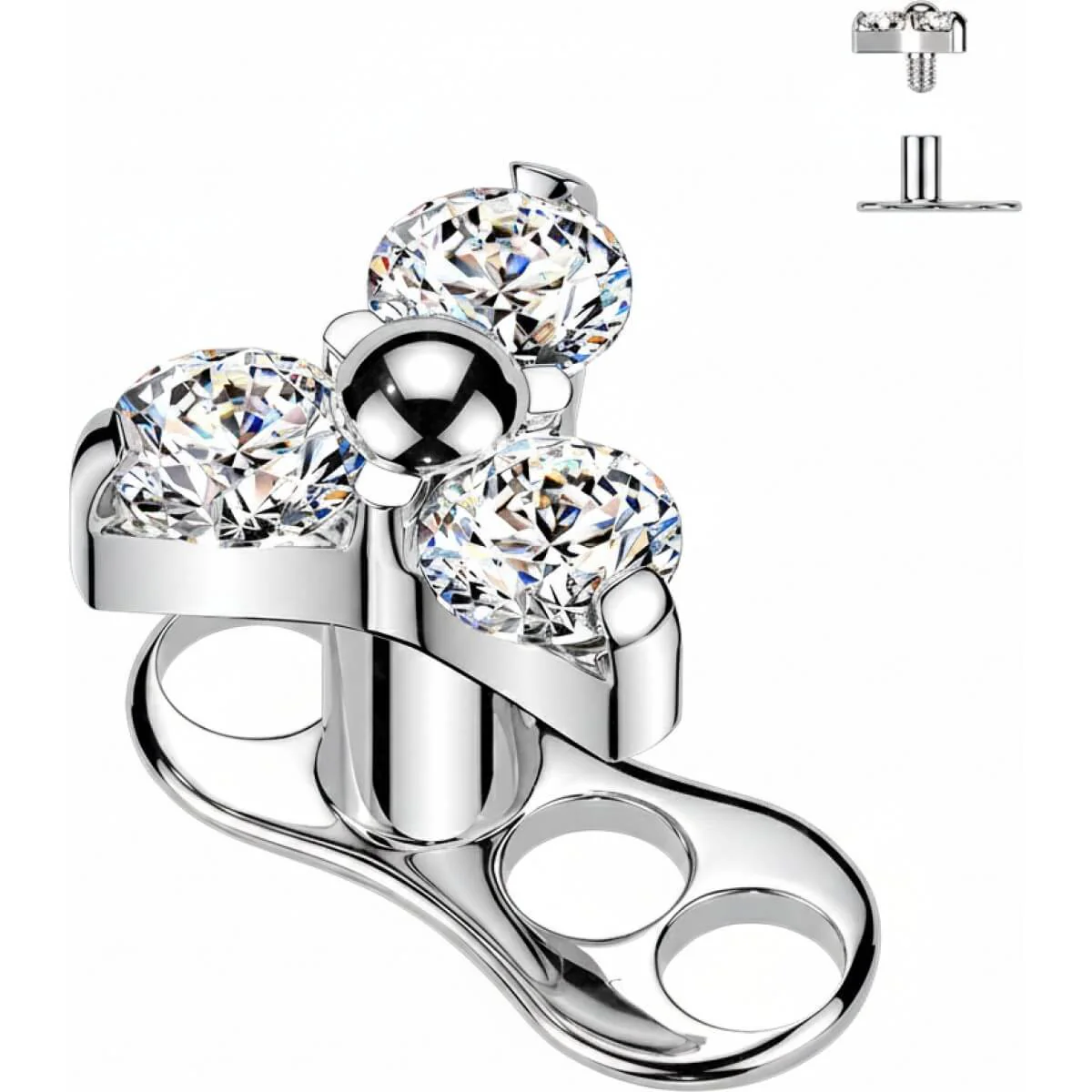 Tytan microdermal 3 hole trójkąt zirconia gwint wewnętrzny