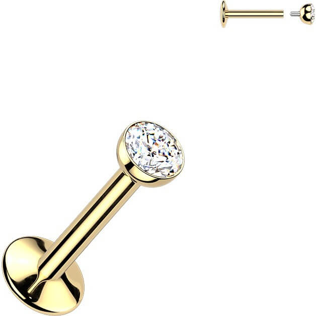 Tytan labret cyrkonia oprawa bezel powłoka pvd gwint wewnętrzny - Image 2
