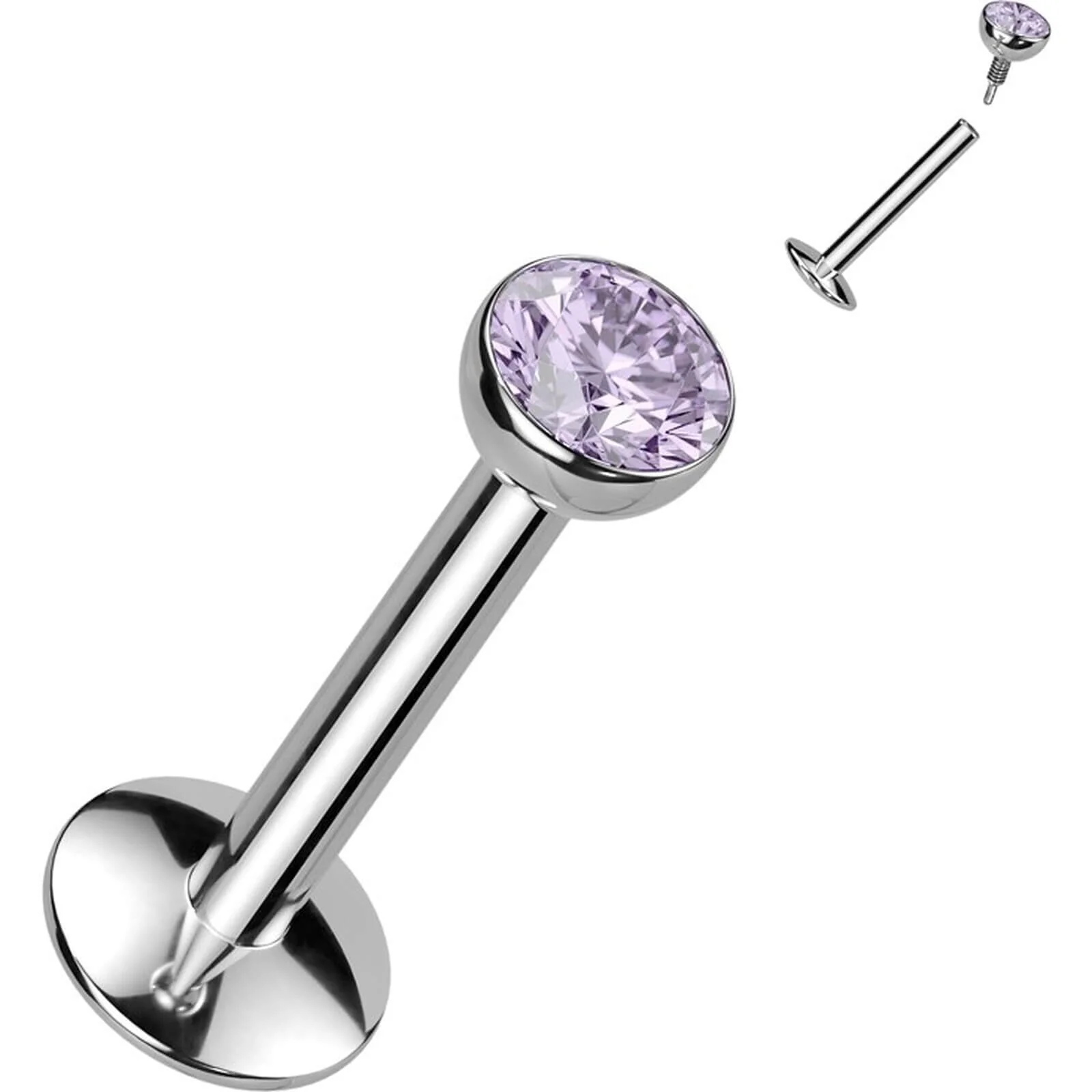 Tytan labret srebrna cyrkonia gwint wewnętrzny - Image 10
