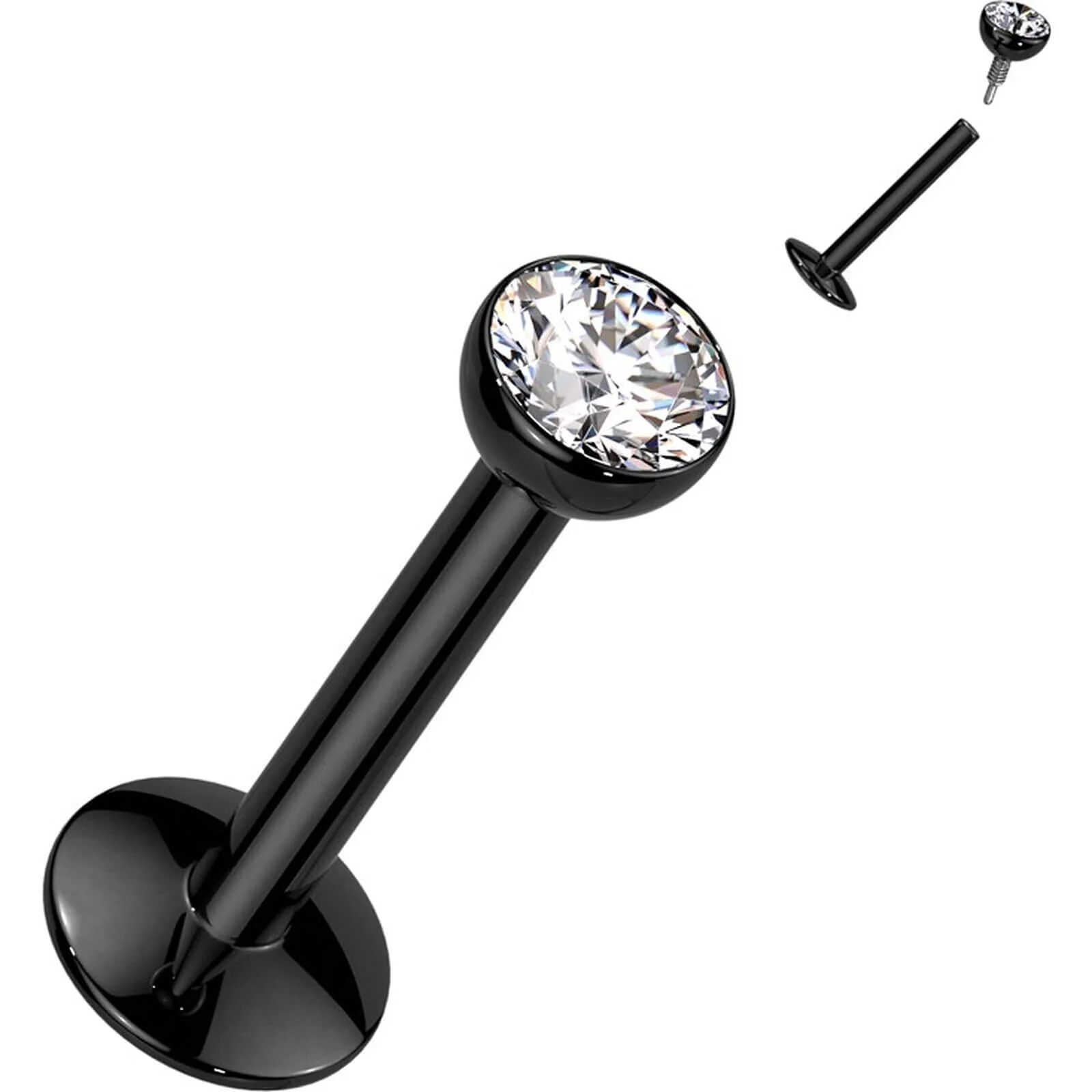 Tytan labret srebrna cyrkonia gwint wewnętrzny - Image 11