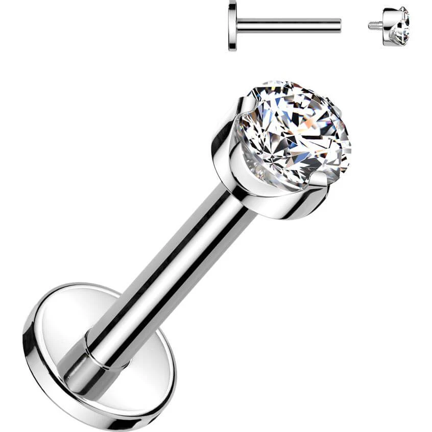 Tytan labret okrągła cyrkonia w łapkach gwint wewnętrzny - Image 4