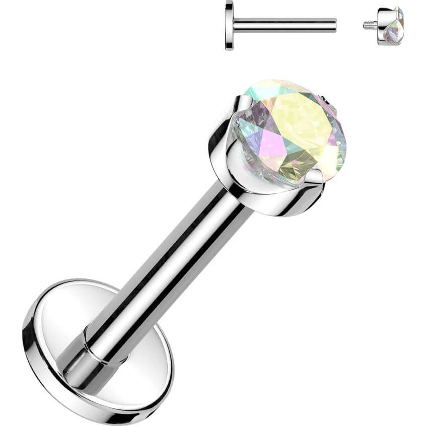 Tytan labret okrągła cyrkonia w łapkach gwint wewnętrzny - Image 6