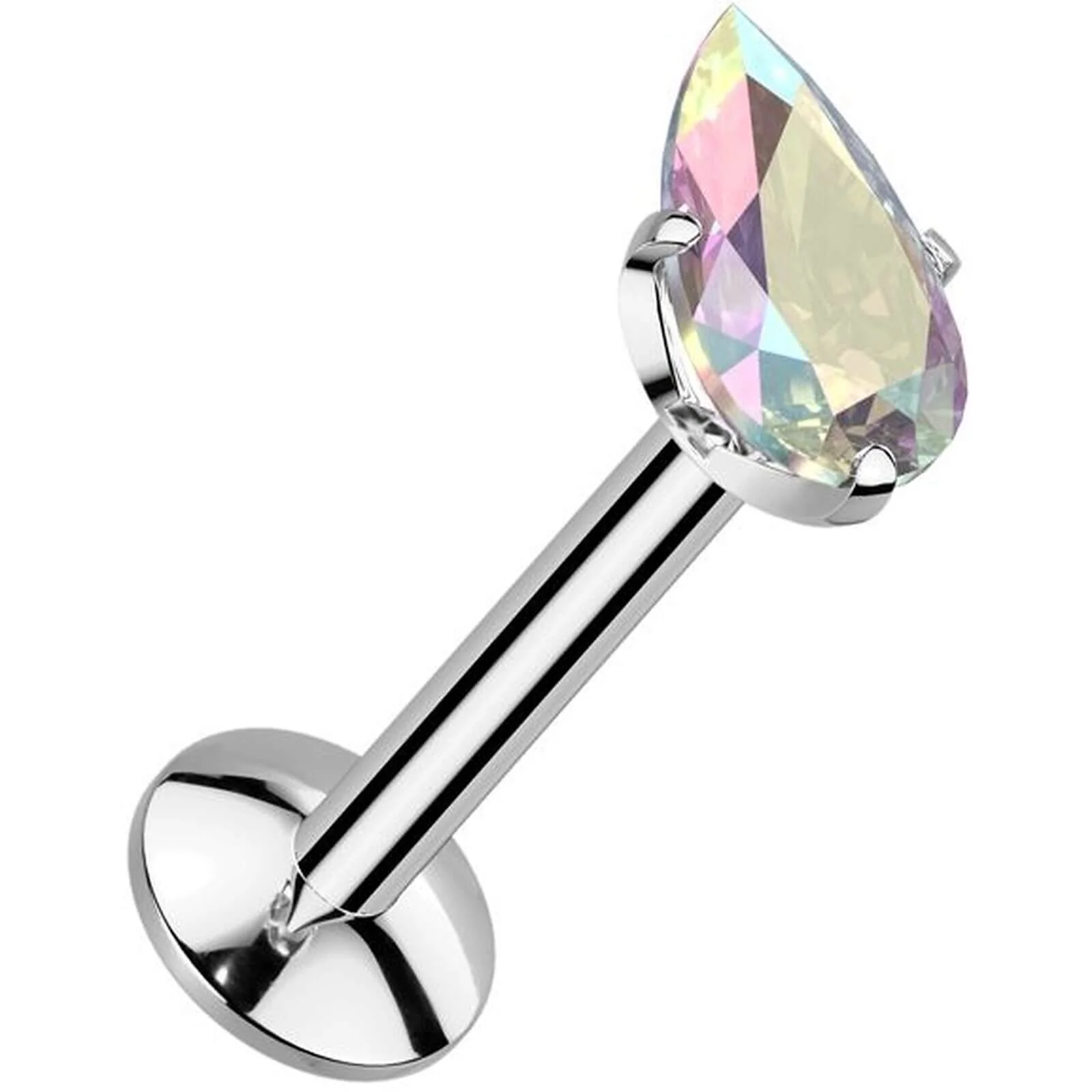 Tytan labret łezka cyrkonia w łapkach gwint wewnętrzny