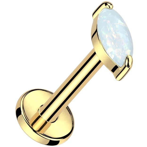 Tytan labret opal szlif markizowy gwint wewnętrzny - Image 2