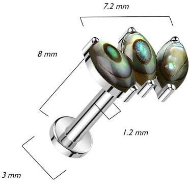 Tytan labret szlif markizowy kamień naturalny gwint wewnętrzny - Image 5