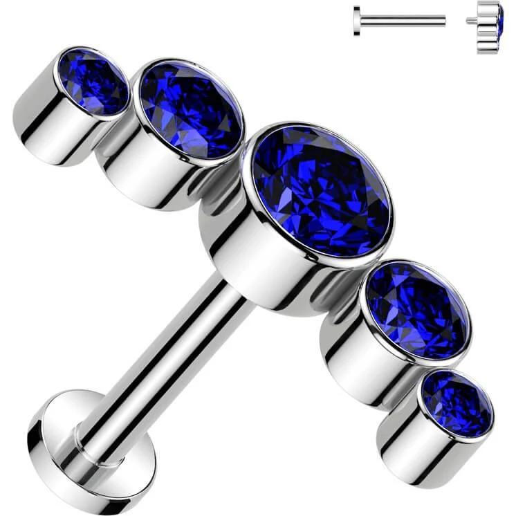 Tytan labret 5 cyrkonii srebrny gwint wewnętrzny - Image 10