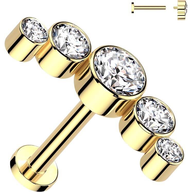 Tytan labret 5 cyrkonii srebrny gwint wewnętrzny - Image 11