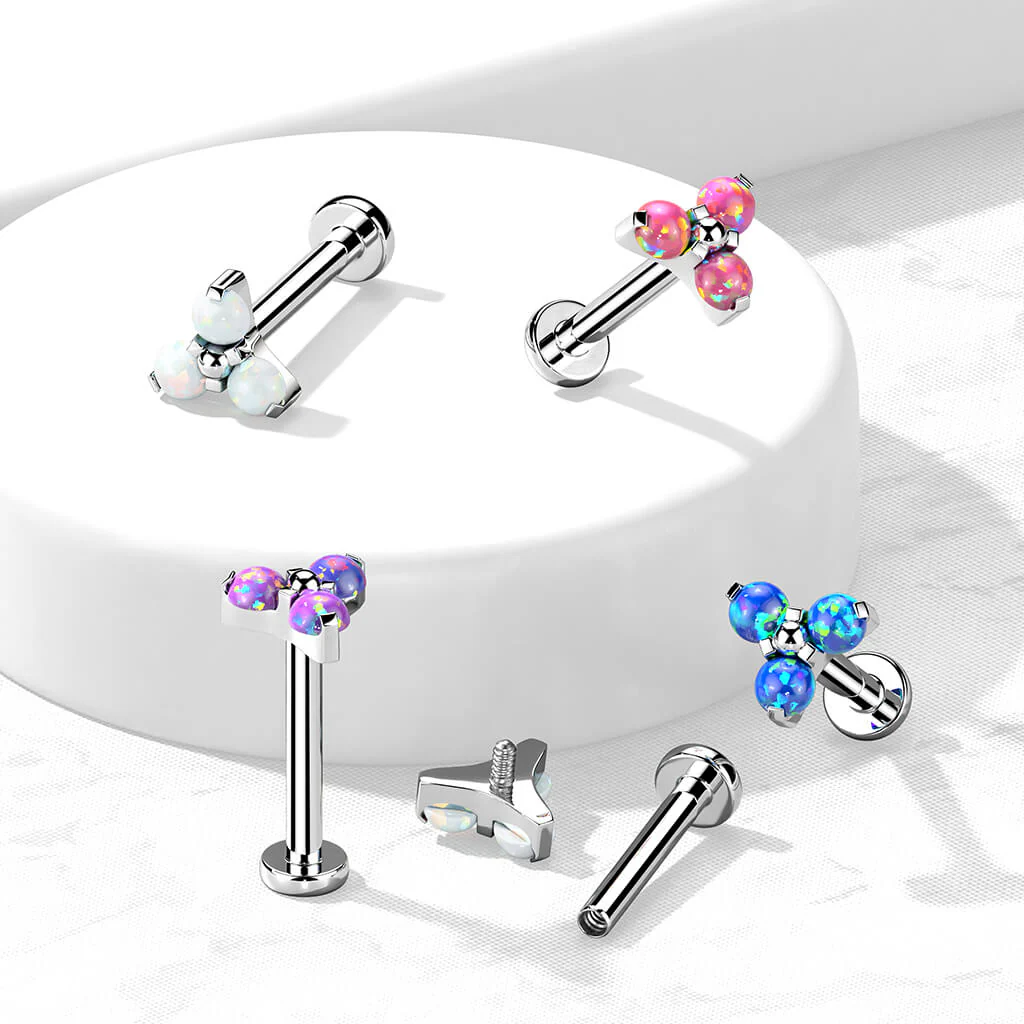 Tytan labret opal trójkąt srebrny gwint wewnętrzny - Image 3