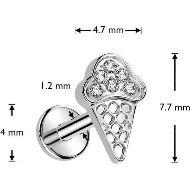 Tytan labret lód w wafelku cyrkonia gwint wewnętrzny - Image 5