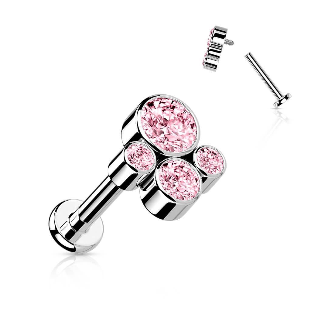 Tytan labret 4 cyrkonie srebrny gwint wewnętrzny - Image 6