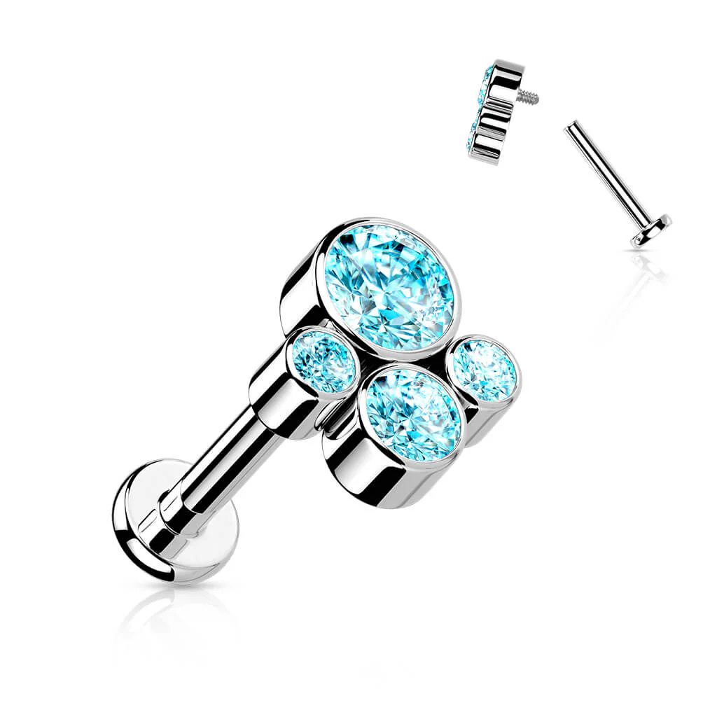 Tytan labret 4 cyrkonie srebrny gwint wewnętrzny - Image 7