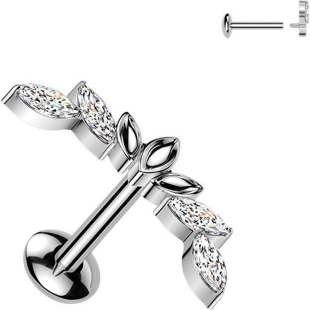 Tytan labret cyrkonia szlif mrkizowy gwint wewnętrzny - Image 4