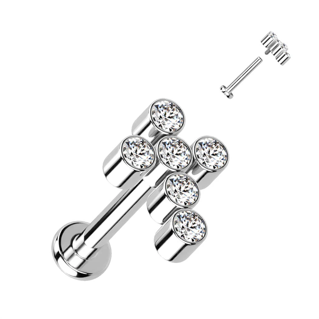 Tytan labret krzyż cyrkonia gwint wewnętrzny - Image 2