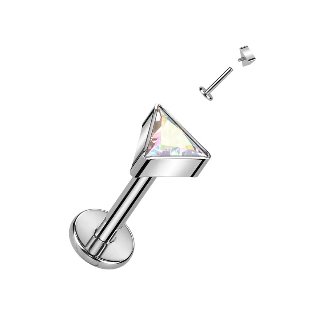 Tytan labret cyrkonia trójkąt gwint wewnętrzny - Image 2